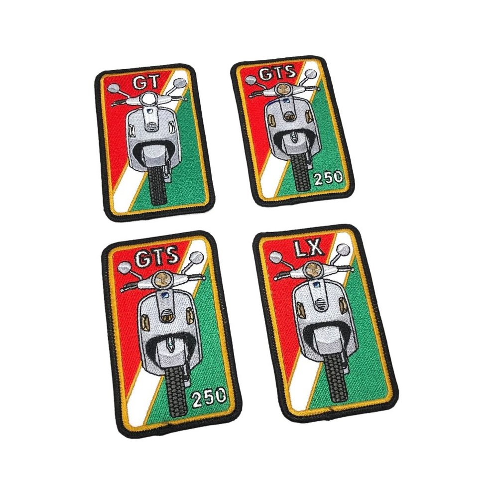 Vespa Scooter Patch Iron On Or Sew On Patches Embroidered Vespa 4Pc Bundle